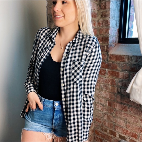 Old Navy Tops - Old navy black and white gingham flannel country